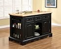 Kitchen Island with Granite Cutting Surface in Black Sand-Through Finish