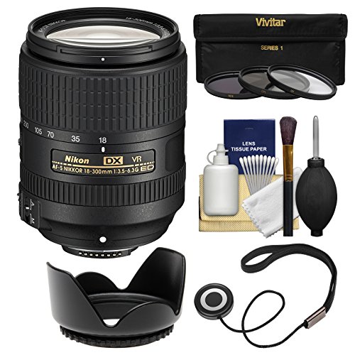 Nikon 18300mm f3.56.3G VR DX ED AFS NikkorZoom Lens with 3 UVCPLND8