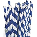 Blue Striped Paper Paper Straws