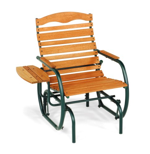 Childrens Toyshop  Outdoor Living : Jack Post Country Garden Hi-Back Glider Chair with Tray and Matte Green Frame
