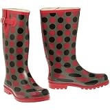 NOMAD Puddles Pull-On Jumbo Dot Rain Boot [PUDDLES], RED/BLACK JUMBO DOTS, 9