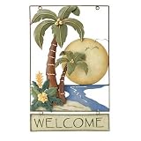 Review Regal Art and Gift F139 / Tropical PALM TREE WELCOME SIGN Home front Door Decor wall plaque patio patio decoration