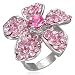 The Stainless Steel Jewellery Shop - Free Size Fashion Five Petal Crystal Flower Cocktail Ring w/ Gem Stones