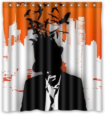 Amazing ACC Window Curtain Personalized Abstraction tyle Black Birds Flying From Black Cool moking Man With New Polyester Fabric Top Thermal Insulated Reflect Sunlights 1 Panel 52"x63"
