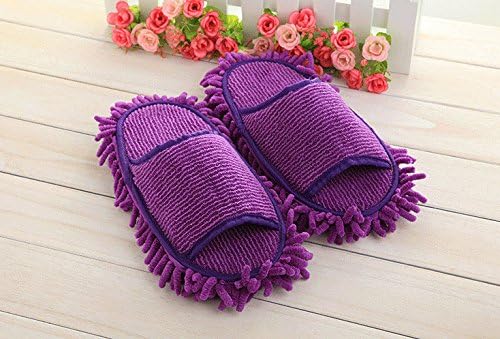 Beautiful paradise 1 Pair House Floor Polishing Dusting Cleaning Shoes Mopping Slippers Simple Design Slipper (Purple)