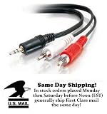 Stereo MCM Compatible 35P2R-6 A/V Plug 3.5 mm to 2 male RCAs for HP, Nikon, and Sony Digital Cameras
