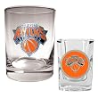 New York Knicks NBA Rocks Glass & Square Shot Glass Set - Primary Logo
