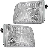 Driver and Passenger Headlights Headlamps Replacement for Ford Pickup Truck F37Z13008B F37Z13008A