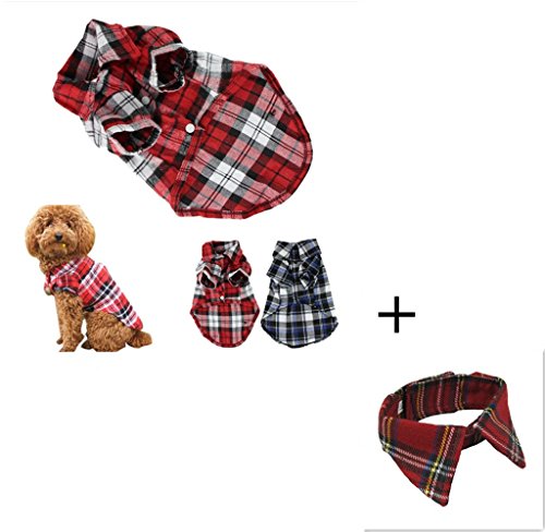 DDLBiz Cute Pet Dog Puppy Clothes Shirt Size XS/S/M/L Blue Red Color (large, red)