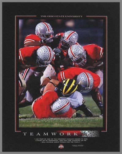 Ohio State Buckeyes - Teamwork - OSU Vs MI - Wood Mounted Poster Print