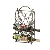 Midwest-CBK Bird and Leaf Design Three Bottle Wine Rack