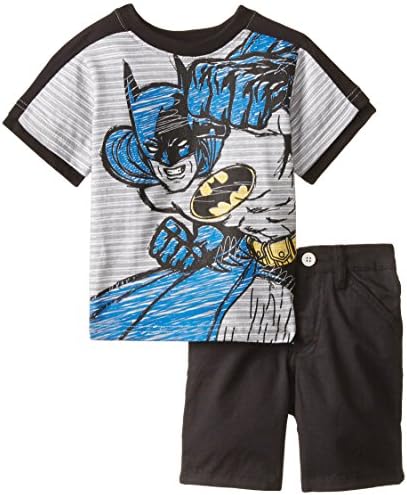 DC Comics Baby Boys' 2 Piece Batman Screenprint Jersey Set, Black, 18 Months