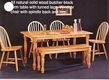 New Butcher Block Farm Dining Table & 4 Chairs & Bench
