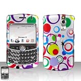 YELLOW BLUE PURPLE MULTI COLOR DOT SNAP ON HARD SKIN SHELL PROTECTOR COVER CASE FOR BLACKBERRY CURVE 8300 8310 8330 + BELT CLIP