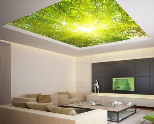 Ceiling LAMINATED STICKER MURAL leaves trees spring forest airly decole poster 93"x93"
