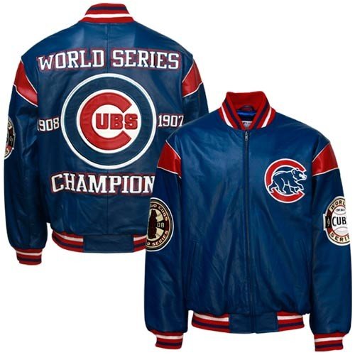 Buy Chicago Cubs Royal Blue Leather World Series Champions Commemorative Jacket by Football Fanatics