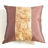 EXP Brown And Gold Cushion Cover / Pillow Sham With Silky Filigree Dragon Detail