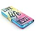 iphone 5C Case, Live the Life you Love Flip Wallet Credit ID Card Slot Holder Phone Case With Stand --Retail Package W Screen Protector --Pink