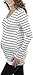 ToBeInStyle Women's Maternity Striped V-Neck Stretchy L.S. Top - Wht/Blk - L