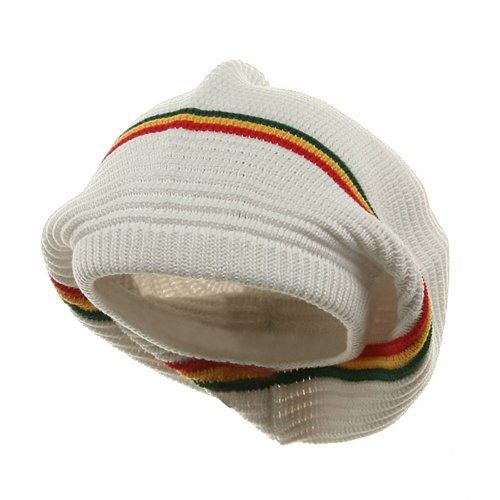 Medium Crown New rasta Beanie Hat - White rgy W27S28C