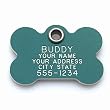 Pet ID Tag - Bone - Custom engraved cat and dog ID tags. Pet safety tag has reflective coating and is available in plastic, stainless steel and brass.