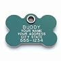 Pet ID Tag - Bone - Custom engraved cat and dog ID tags. Pet safety tag has reflective coating and is available in plastic, stainless steel and brass.