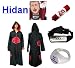 Sunkee Naruto Itachi Hidan cosplay costume set (Akatsuki Cloak HOOD + Naruto Hidan headband + Naruto