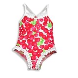 Banana Cabana by Plum Pudding - Infant Girls One Piece Cherry Swimsuit, Red, White