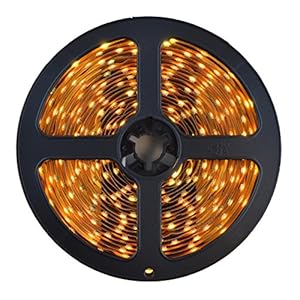 HitLights Warm White SMD3528 LED Light Strip - 300 LEDs, 16.4 Ft Roll, Cut to length - 3000K, 72 Lumens per foot, Requires 12V DC