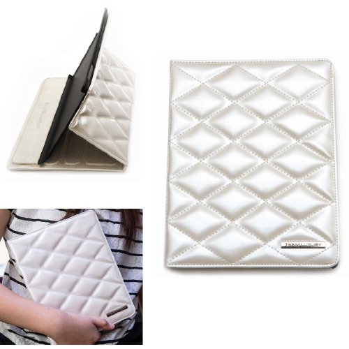 TEAM LUXURY STARFIRE WHITE PEARL Faux Patent Leather Protective Case for iPad 2 / iPad 3 / iPad 4 / The new iPad (Built-in magnet for sleep/wake feature)