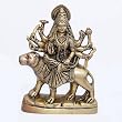 Religious Statue Goddess Durga Brass Sculpture Sitting on Lion 5.5 inches (durgab018)