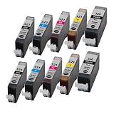 Produkt-Bild: 10 Tintenpatronen f&uuml;r Canon PGI 520bk schwarz - CLI 521bk schwarz - CLI 521m magenta - CLI 521c cyan - CLI 521y yellow