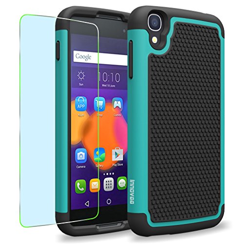 Alcatel Idol 3 ( 4.7 inch ) Case, INNOVAA Smart Grid Defender Armor Case W/ Free Screen Protector & Touch Screen Stylus Pen - Black/Teal