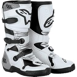 Alpinestars Tech 6S Youth Boys Off-Road Motorcycle Boots - White/Silver