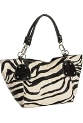 Black Large Vicky Zebra Print Faux Leather Satchel Bag Handbag Purse