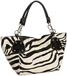 Black Large Vicky Zebra Print Faux Leather Satchel Bag Handbag Purse