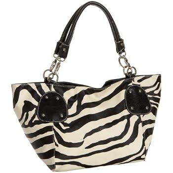 Set A Shopping Price Drop Alert For Black Large Vicky Zebra Print Faux Leather Satchel Bag Handbag Purse