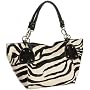 Black Large Vicky Zebra Print Faux Leather Satchel Bag Handbag Purse