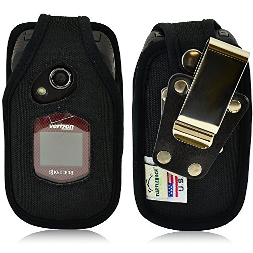 Turtleback Kyocera DuraXV, DuraXA Flip Phone Fitted Case - Made in USA (Black Nylon / Rotating Metal Clip)