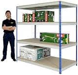 Heavy Duty Rivet Racking Bay Blue/Grey 2440(H) x 915(W) x 1220(D) mm 650kgs/UDL - Complete With 4 Shelves & 18mm Chipboard Decking