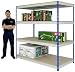 Heavy Duty Rivet Racking Bay Blue/Grey 1830(H) x 1525(W) x 457(D) mm 500kgs/UDL - Complete With 4 Shelves & 18mm Chipboard Decking