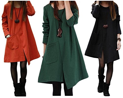 (シュバリアン) Chevalian Aライン ざっくり ユッタリ 長袖 ワンピース アシンメトリー レディース