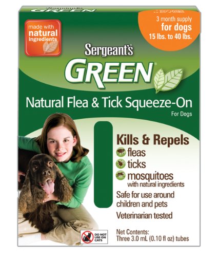 Sergeant's Green Flea and Tick Squeeze-On Dog - 15 to 40-Pound - 4 Count