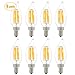 SUNMEG CA10 6W E12 Base LED Candelabra, Vintage LED Bulb, 2700K Warm White, Equivalent to 50W Incandescent Bulbs (8 Pack)