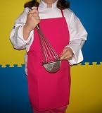 HOT PINK FUCHSIA APRON KIDS CHILDREN FITS 2-7 YR OLDS 15x21 INCHES REAL FABRIC 100% POLY GIFT PARTY FAVOR