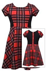 Girls   Long Sleeves Polyester/Rayon/Satin/Spandex/Knit Plaid Print  Dress With a Bow(s) and Ruffles