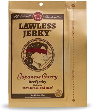 Lawless Craft Jerky Japanese Curry Beef Jerky 2 Ounce Pouch, (Pack of 4)
