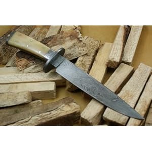 Custom Damascus Handmade Hunting Knife. With Leather Sheath. Top Quality