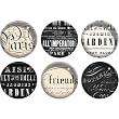 Documents Fringe Studio Set of 6 Decorative Glass Round Magnets, Documents
