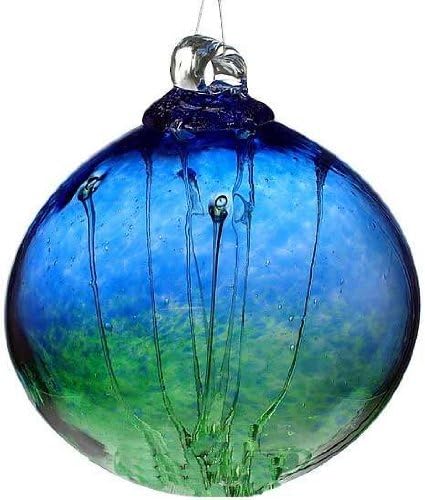 Kitras Art Glass Old English Hanging Witch Ball - 6", Blue/Green